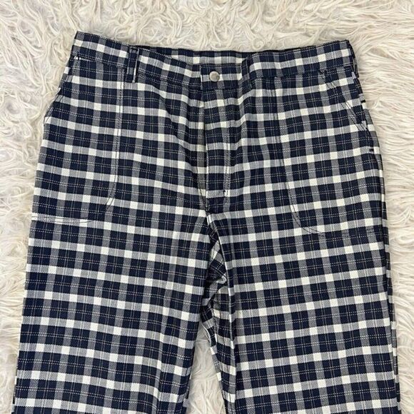 Wrangler Womens Vintage 70s Blue & White Plaid Flared Bootcut Western Pants - Picture 8 of 11